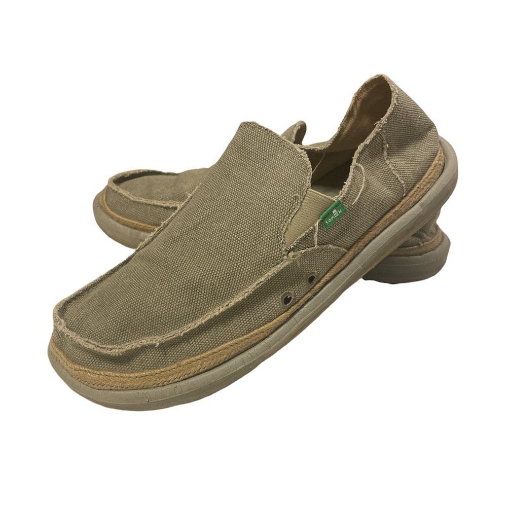 {Sanuk} Slip-Ons - Men's Loafers Natural Size 12  Hey Jute Reinforced edge Tan